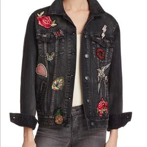 Sunset +Spring black denim embellished jacket